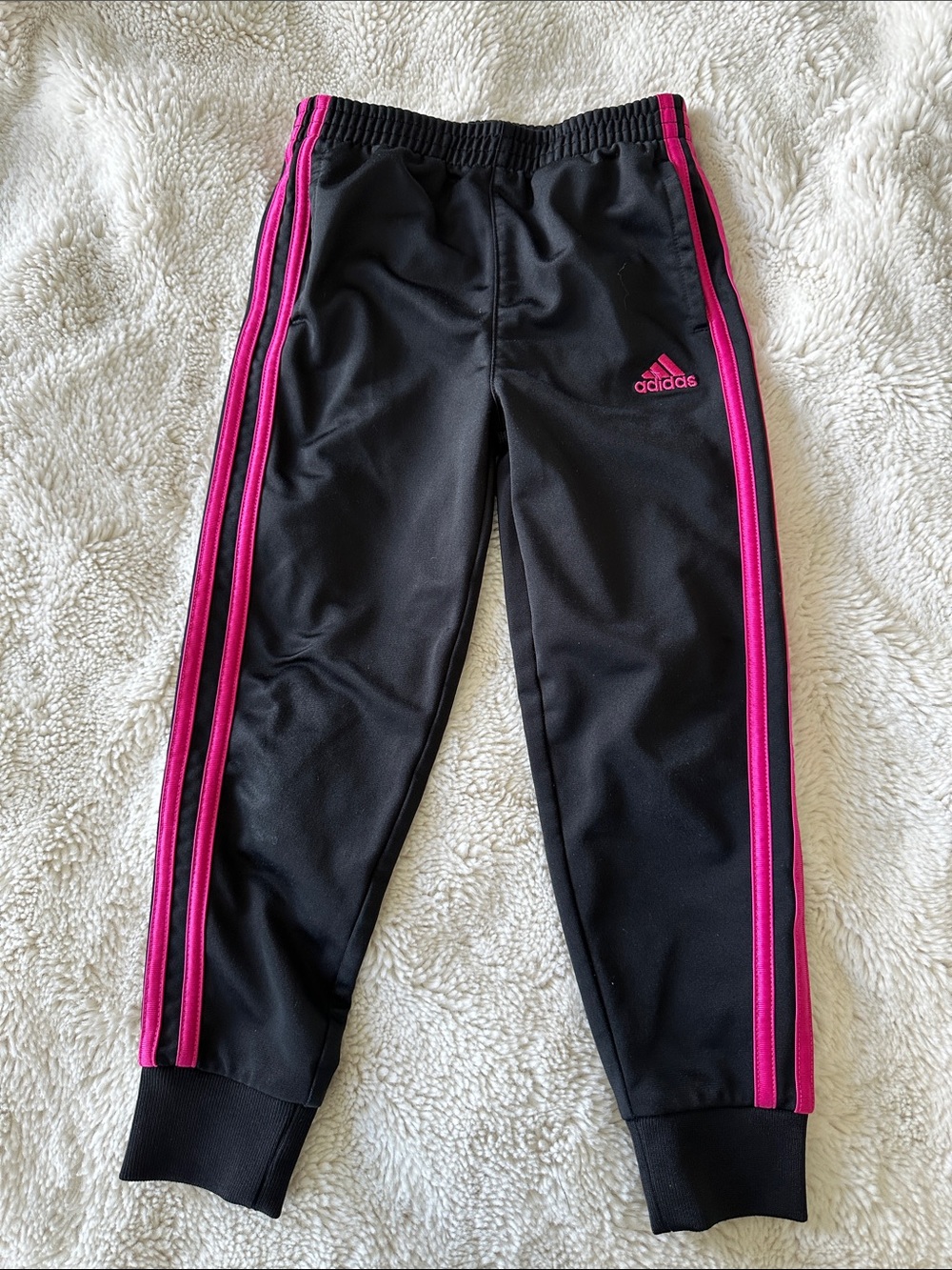 adidas Black Sweatpants with Pink Side Stripes